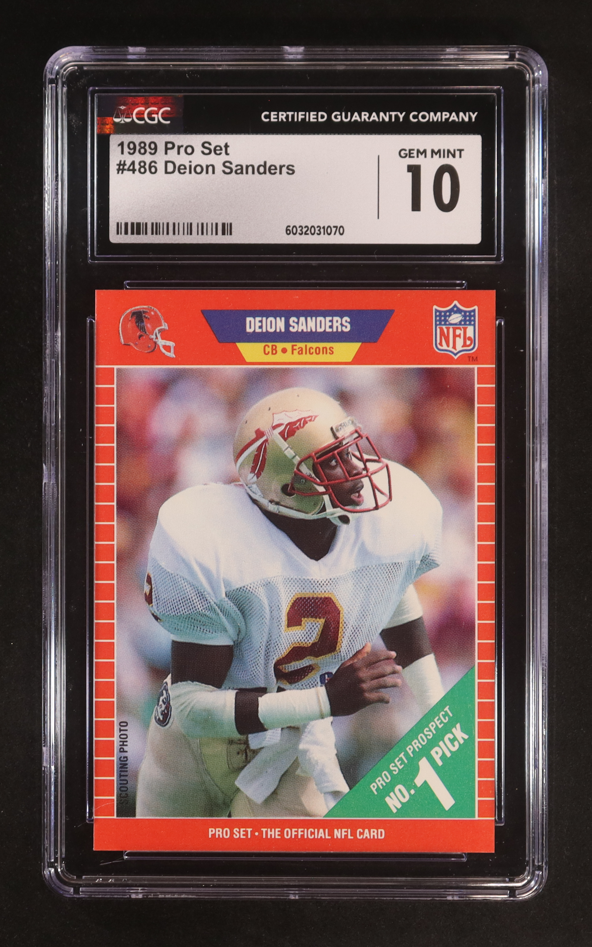 Deion Sanders 1989 Pro Set #486 RC (CGC 10) at PristineAuction.com Deion Sanders 1989 Pro Set #486 RC (CGC 10) at PristineAuction.com