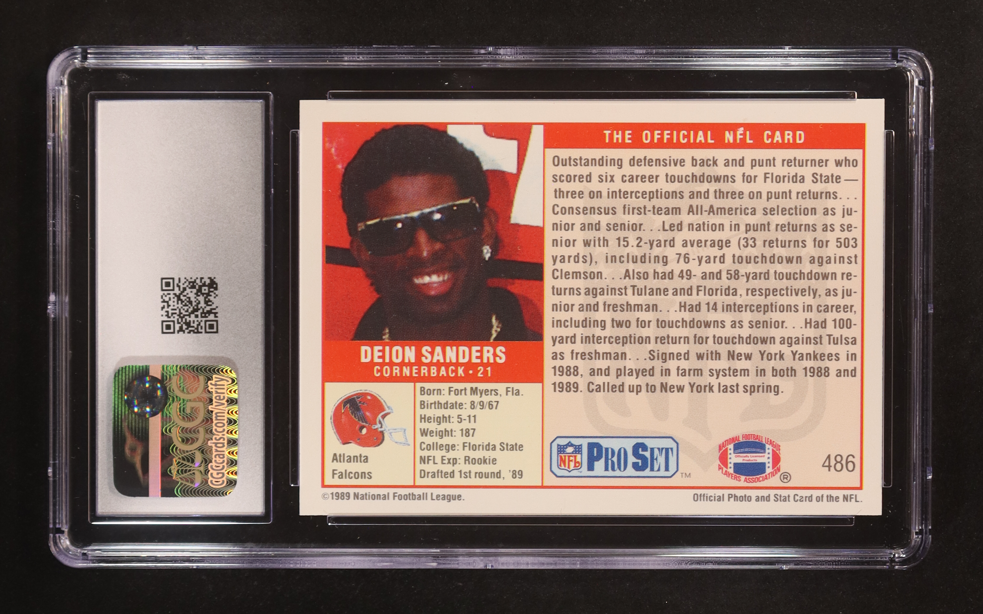 Deion Sanders 1989 Pro Set #486 RC (CGC 10) at PristineAuction.com Deion Sanders 1989 Pro Set #486 RC (CGC 10) at PristineAuction.com