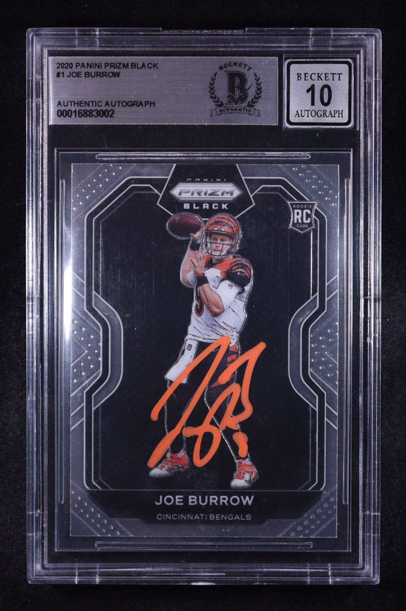Joe Burrow Signed 2020 Panini Prizm Black #1 RC (BGS | Auto 10) at PristineAuction.com Joe Burrow Signed 2020 Panini Prizm Black #1 RC (BGS | Auto 10) at PristineAuction.com