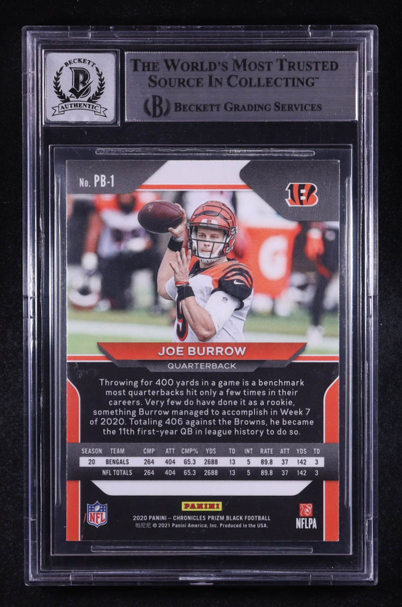 Joe Burrow Signed 2020 Panini Prizm Black #1 RC (BGS | Auto 10) at PristineAuction.com Joe Burrow Signed 2020 Panini Prizm Black #1 RC (BGS | Auto 10) at PristineAuction.com