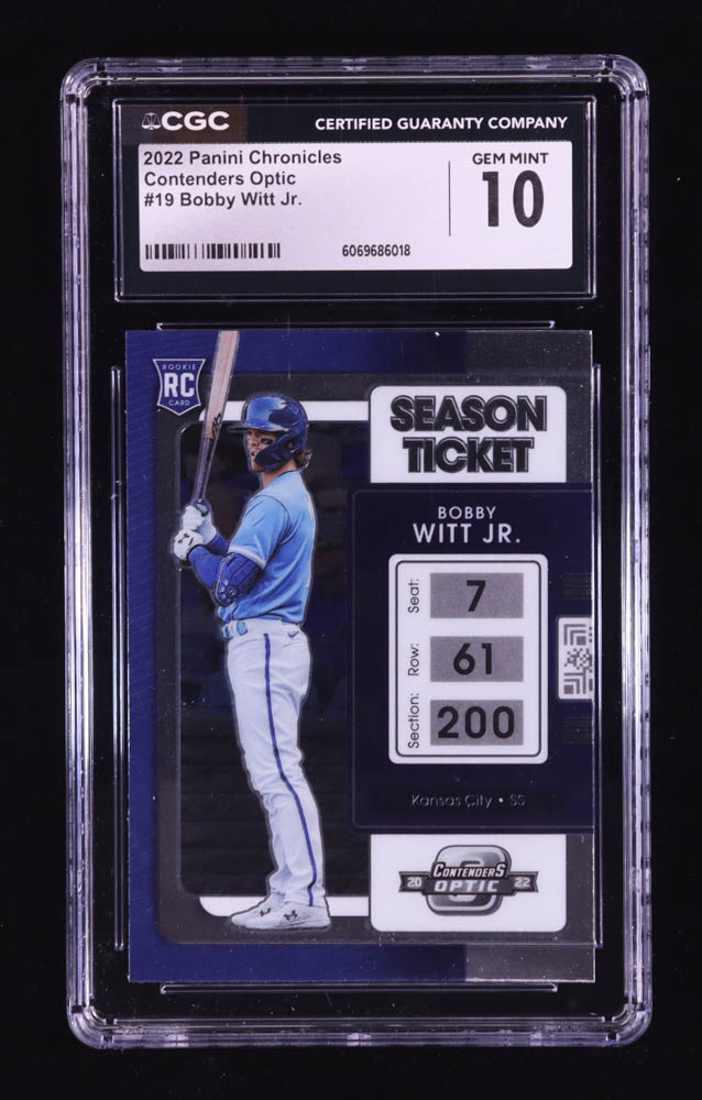 Bobby Witt Jr. 2022 Panini Chronicles Contenders Optic #19 RC (CGC 10) at PristineAuction.com Bobby Witt Jr. 2022 Panini Chronicles Contenders Optic #19 RC (CGC 10) at PristineAuction.com