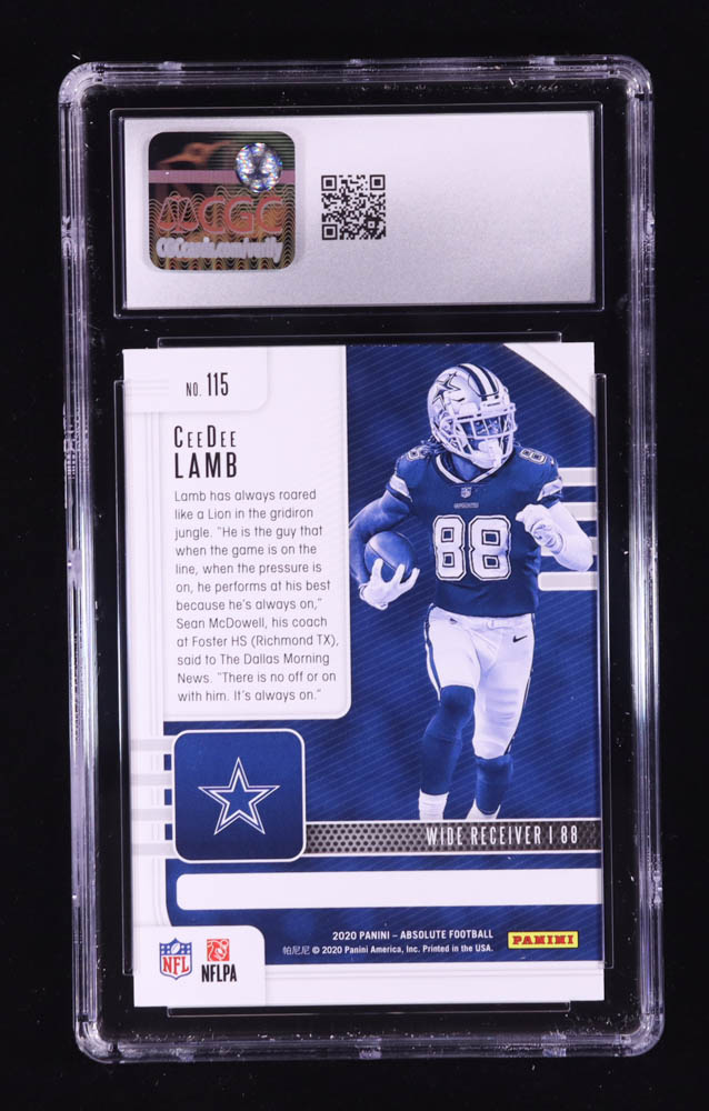 CeeDee Lamb 2020 Absolute Red #115 RC (CGC 10) at PristineAuction.com CeeDee Lamb 2020 Absolute Red #115 RC (CGC 10) at PristineAuction.com