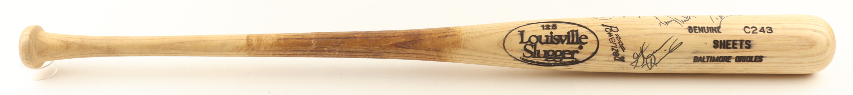 Circa 1991 Orioles Louisville Slugger Baseball Bat Signed By (4) With Cal Ripken Jr., Cal Ripken Sr., Glenn Davis & Larry Sheets (Beckett) at PristineAuction.com Circa 1991 Orioles Louisville Slugger Baseball Bat Signed By (4) With Cal Ripken Jr., Cal Ripken Sr., Glenn Davis & Larry Sheets (Beckett) at PristineAuction.com