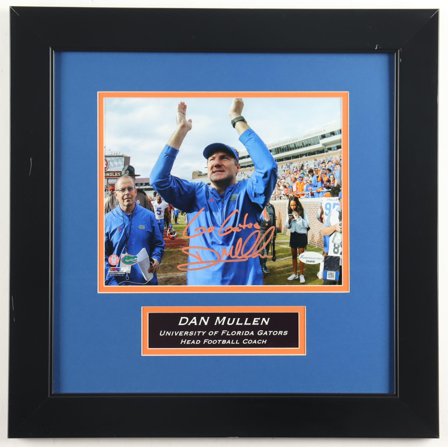 Dan Mullen Signed Florida Gators Custom Framed Photo Display Inscribed "Go Gators!" (Sports Collectible) at PristineAuction.com Dan Mullen Signed Florida Gators Custom Framed Photo Display Inscribed "Go Gators!" (Sports Collectible) at PristineAuction.com
