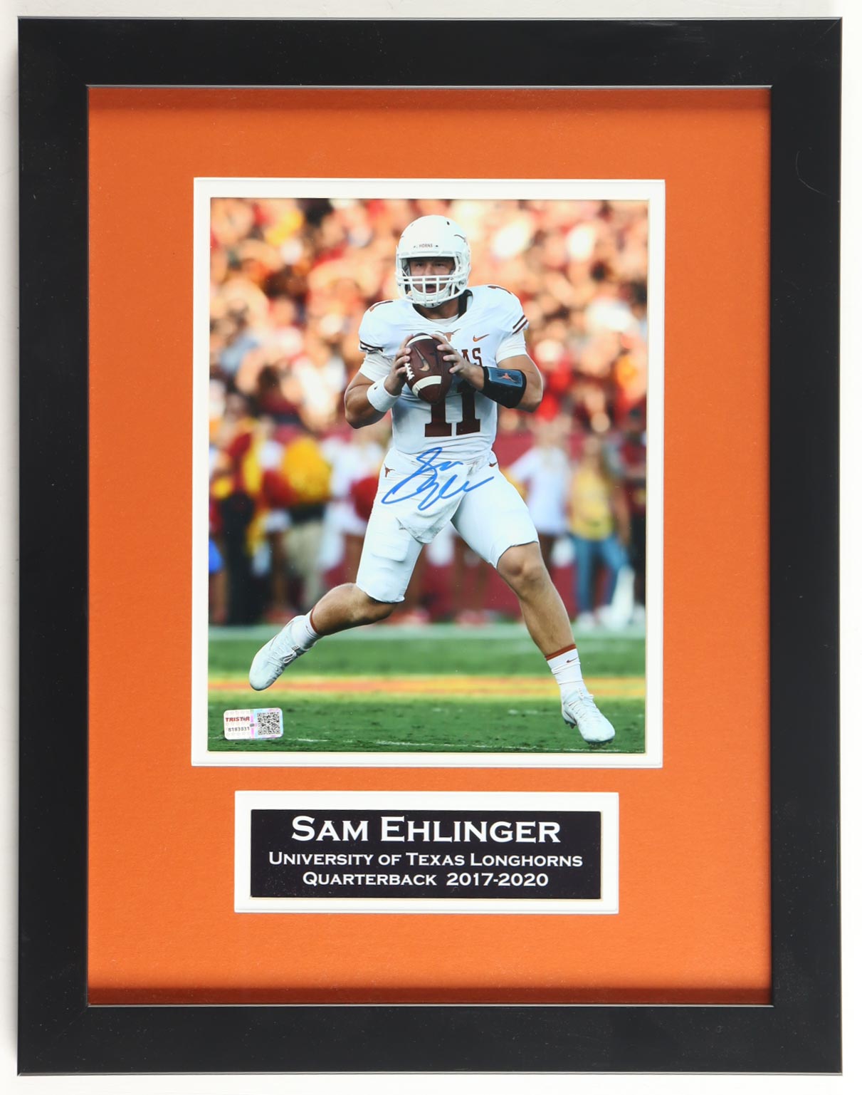 Sam Ehlinger Signed Texas Longhorns Custom Framed Photo Display (TriStar) at PristineAuction.com Sam Ehlinger Signed Texas Longhorns Custom Framed Photo Display (TriStar) at PristineAuction.com