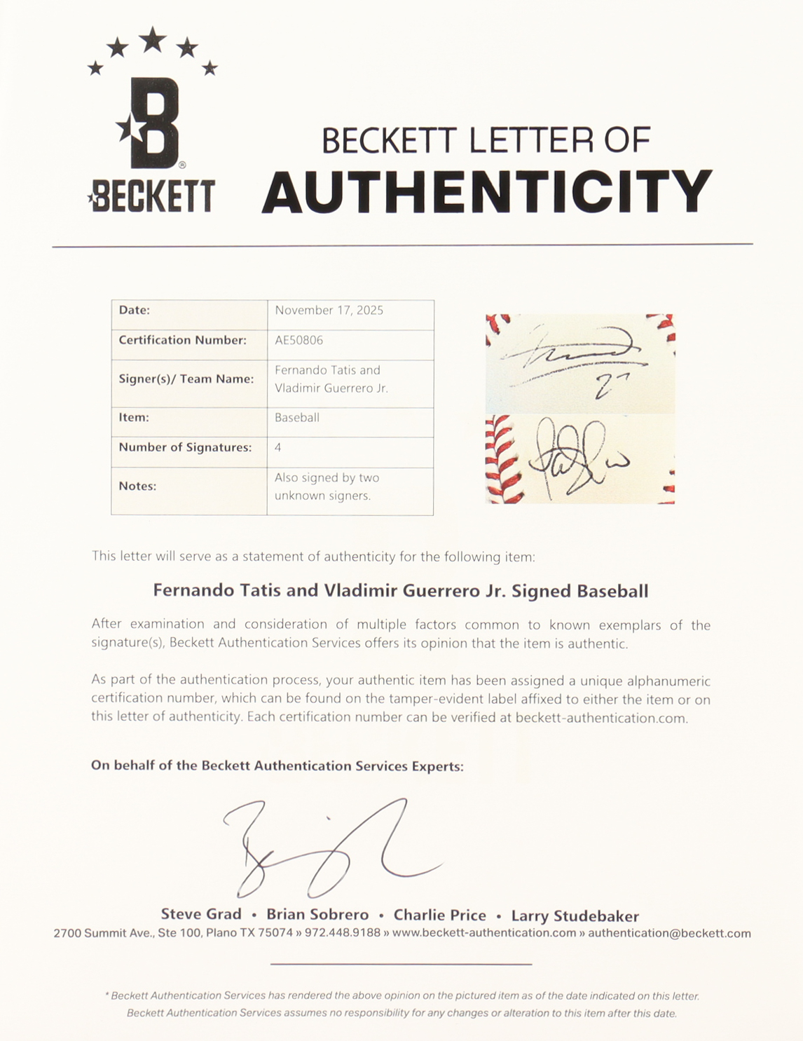 OML Baseball Signed By (4) With Fernando Tatis Jr. & Vladimir Guerrero Jr. (Beckett) at PristineAuction.com OML Baseball Signed By (4) With Fernando Tatis Jr. & Vladimir Guerrero Jr. (Beckett) at PristineAuction.com