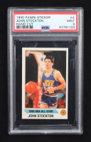 John Stockton 1990-91 Panini Stickers Hand Cut AS #A (PSA 9) at PristineAuction.com