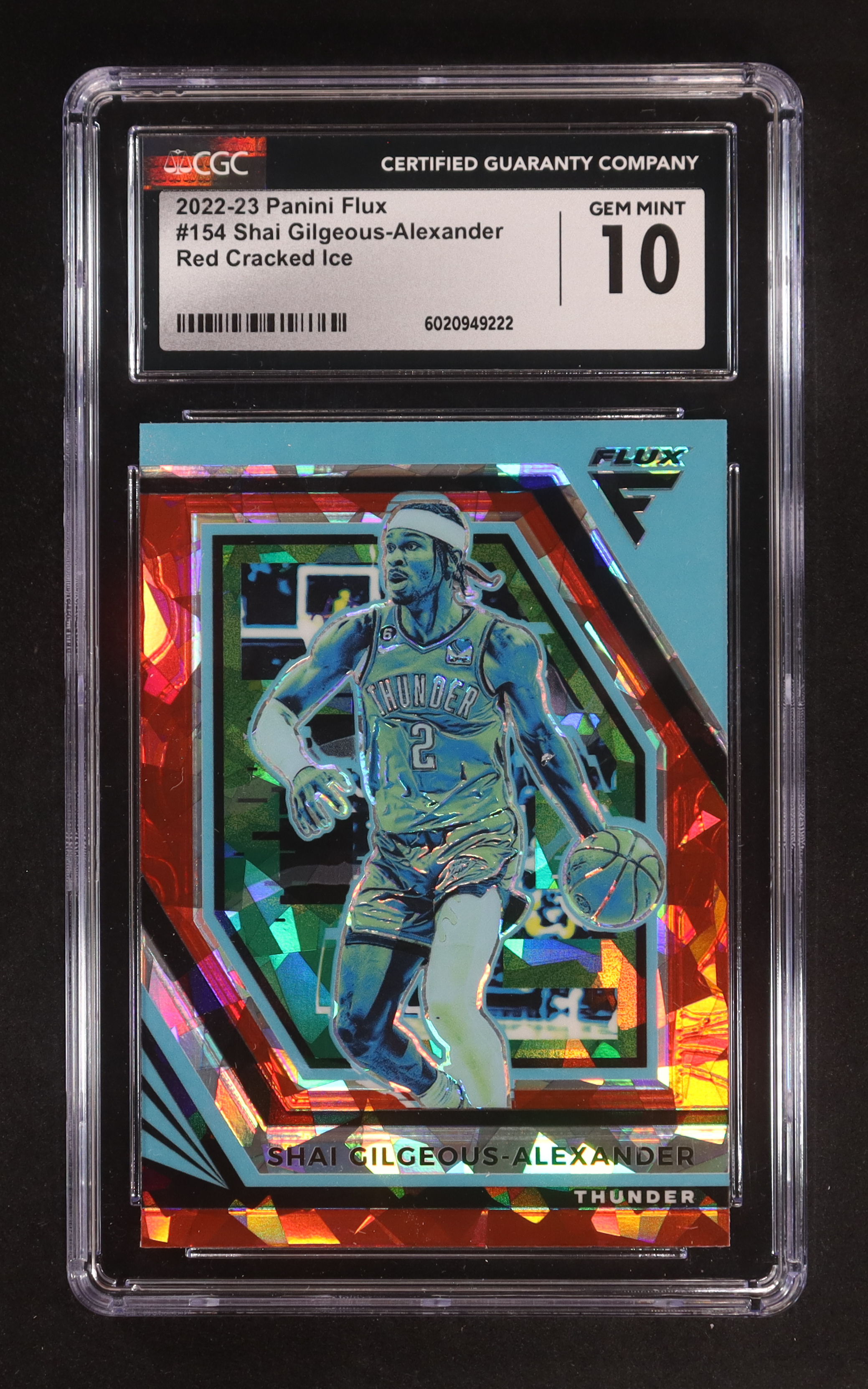 Shai Gilgeous-Alexander 2022-23 Panini Flux Red Cracked Ice #154 (CGC 10) at PristineAuction.com Shai Gilgeous-Alexander 2022-23 Panini Flux Red Cracked Ice #154 (CGC 10) at PristineAuction.com
