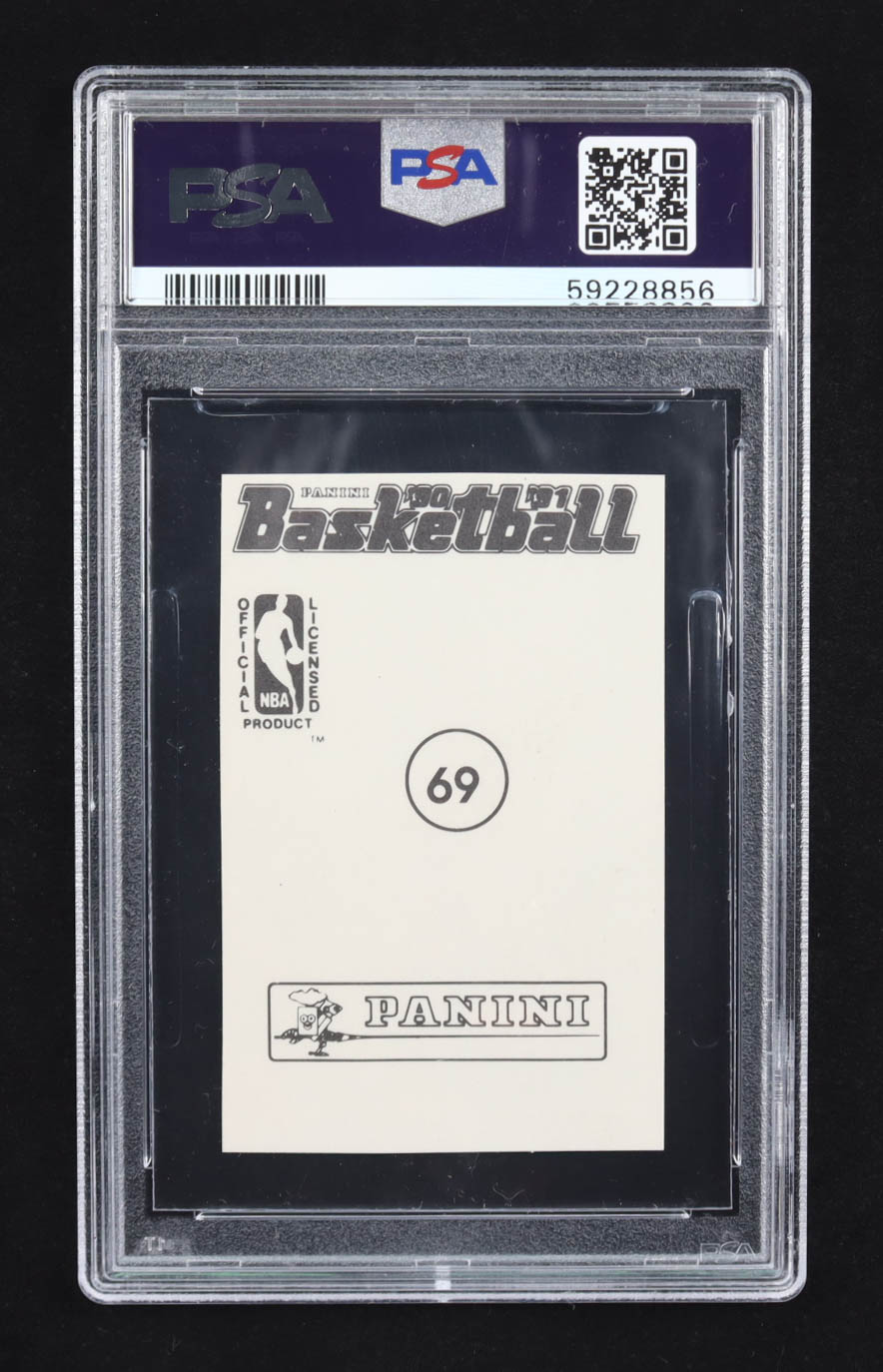 Akeem Olajuwon 1990-91 Panini Stickers Hand Cut #69 (PSA 9) at PristineAuction.com Akeem Olajuwon 1990-91 Panini Stickers Hand Cut #69 (PSA 9) at PristineAuction.com