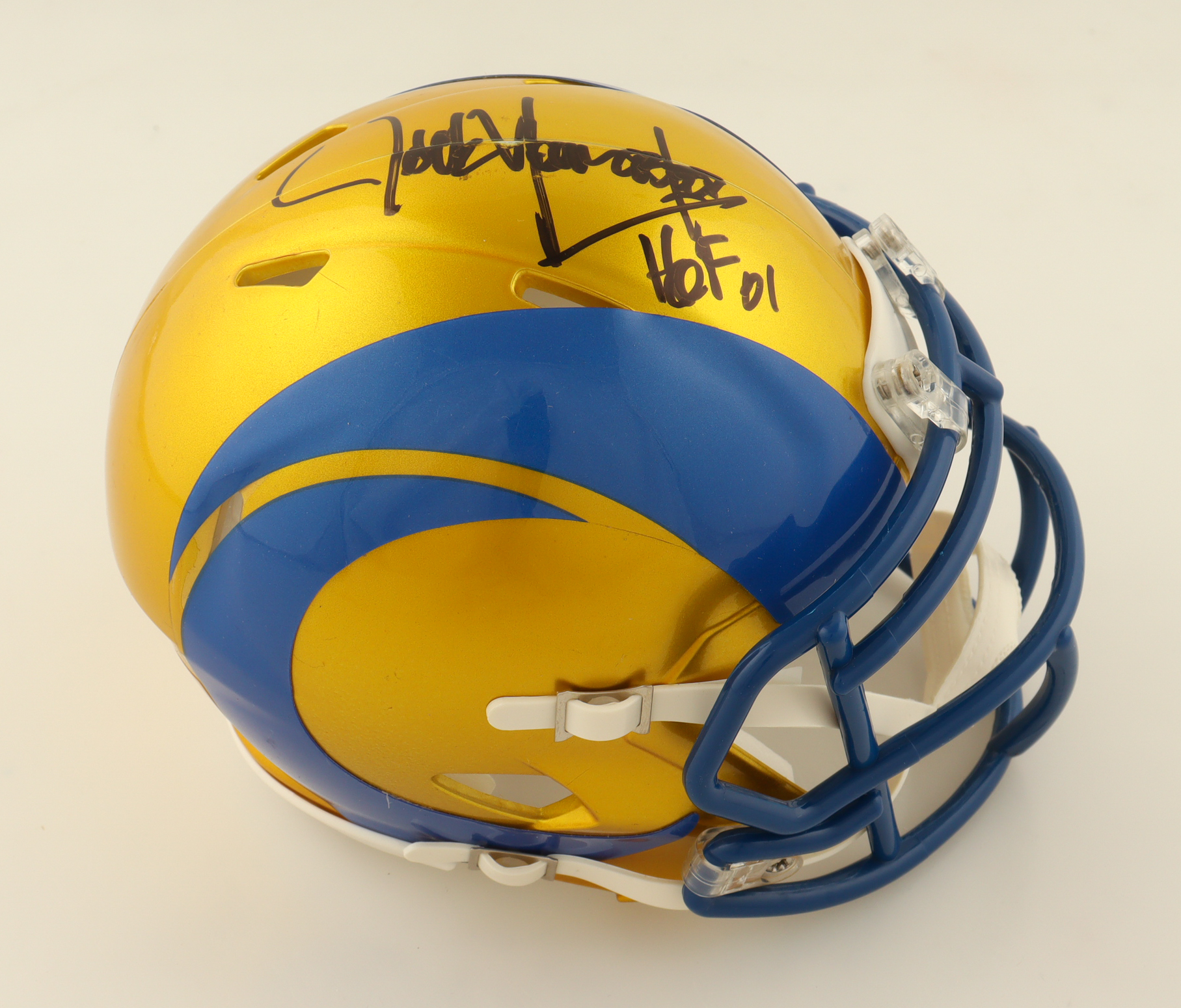 Jack Youngblood Signed Rams Flash Alternate Speed Mini Helmet Inscribed "HOF 01" (Schwartz) at PristineAuction.com Jack Youngblood Signed Rams Flash Alternate Speed Mini Helmet Inscribed "HOF 01" (Schwartz) at PristineAuction.com