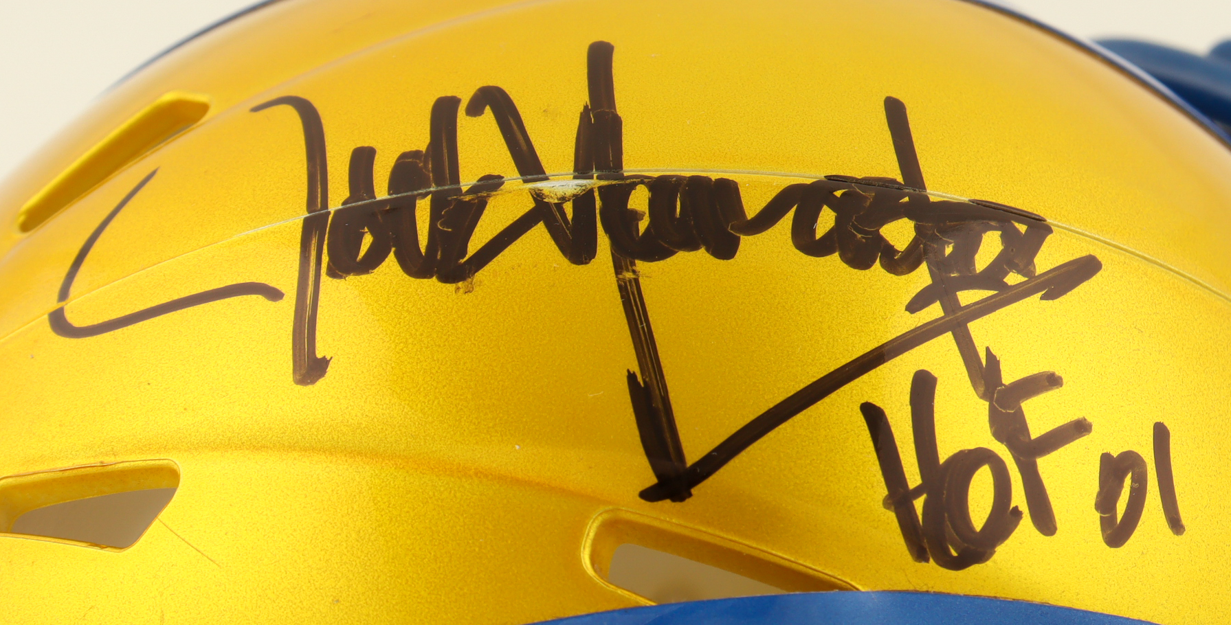 Jack Youngblood Signed Rams Flash Alternate Speed Mini Helmet Inscribed "HOF 01" (Schwartz) at PristineAuction.com Jack Youngblood Signed Rams Flash Alternate Speed Mini Helmet Inscribed "HOF 01" (Schwartz) at PristineAuction.com