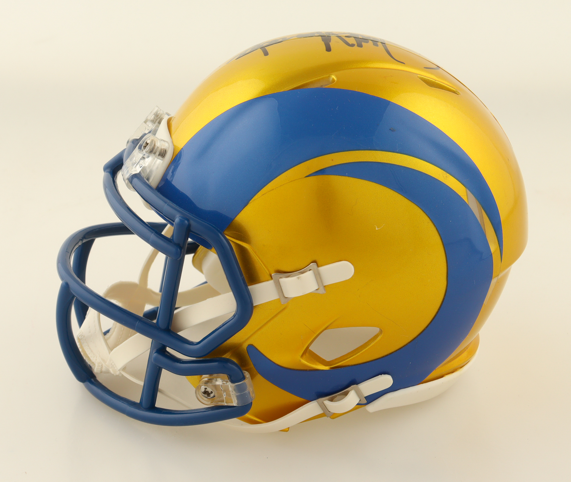 Jack Youngblood Signed Rams Flash Alternate Speed Mini Helmet Inscribed "HOF 01" (Schwartz) at PristineAuction.com Jack Youngblood Signed Rams Flash Alternate Speed Mini Helmet Inscribed "HOF 01" (Schwartz) at PristineAuction.com