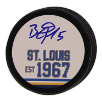 Barret Jackman Signed Blues Logo Hockey Puck (JSA) at PristineAuction.com