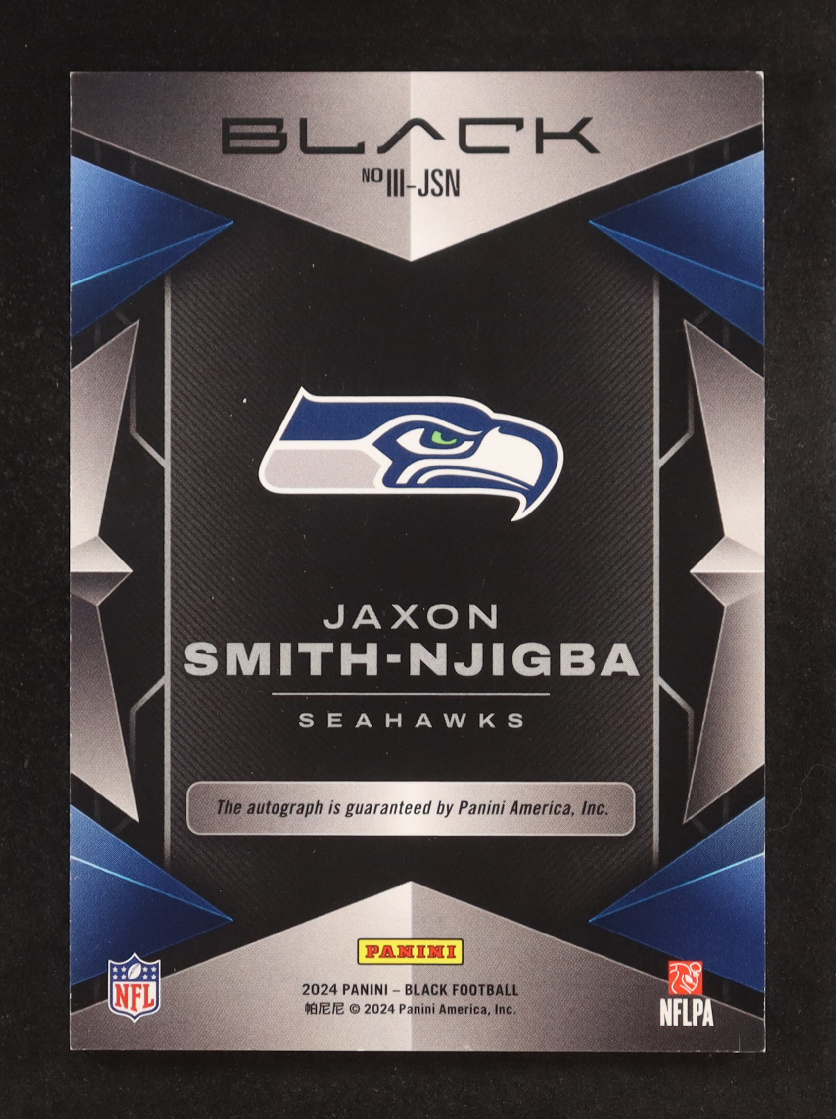 Jaxon Smith-Njigba 2024 Panini Black Instant Impact Ink Royal #11 #09/50 at PristineAuction.com Jaxon Smith-Njigba 2024 Panini Black Instant Impact Ink Royal #11 #09/50 at PristineAuction.com