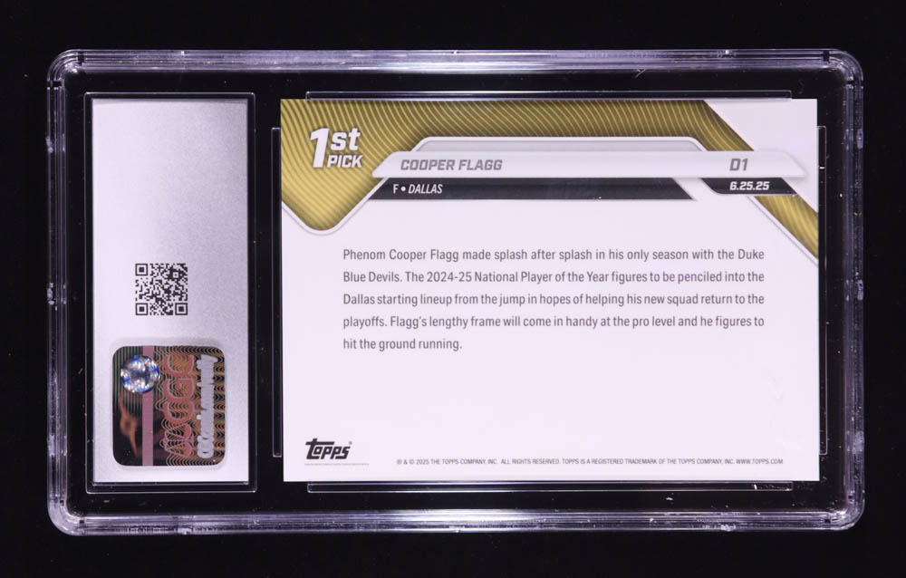 Cooper Flagg 2025-26 Topps Now #D1 RC (CGC 10) at PristineAuction.com Cooper Flagg 2025-26 Topps Now #D1 RC (CGC 10) at PristineAuction.com