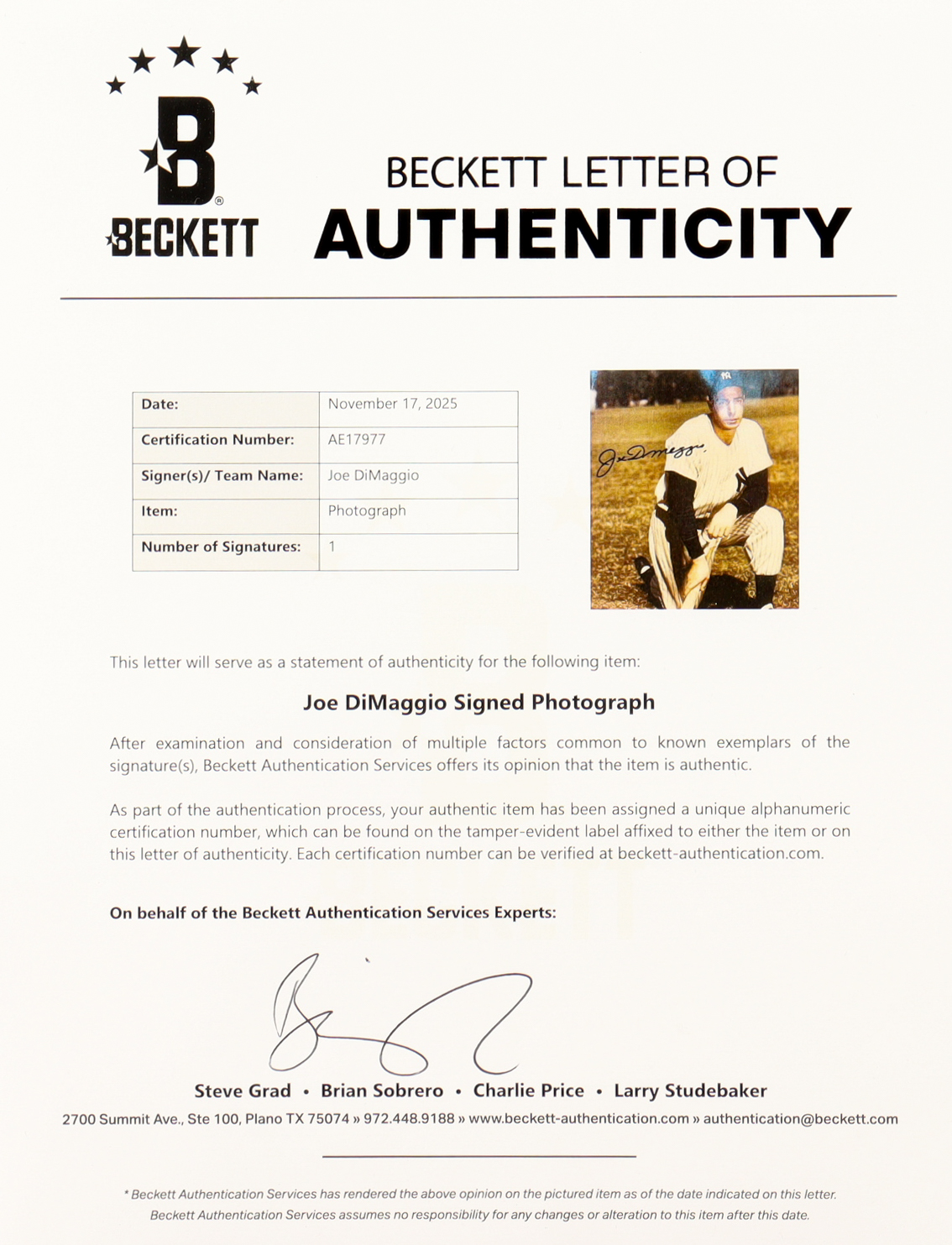 Joe DiMaggio Signed Yankees 8x10 Photo (Beckett) at PristineAuction.com Joe DiMaggio Signed Yankees 8x10 Photo (Beckett) at PristineAuction.com