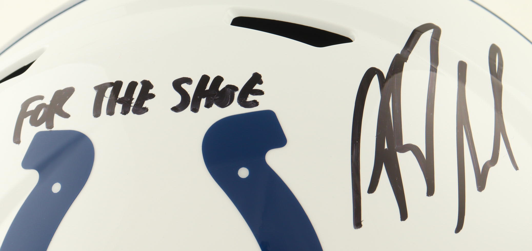 Riley Leonard Signed Colts Full-Size Speed Helmet Inscribed "For The Shoe" (JSA) at PristineAuction.com Riley Leonard Signed Colts Full-Size Speed Helmet Inscribed "For The Shoe" (JSA) at PristineAuction.com