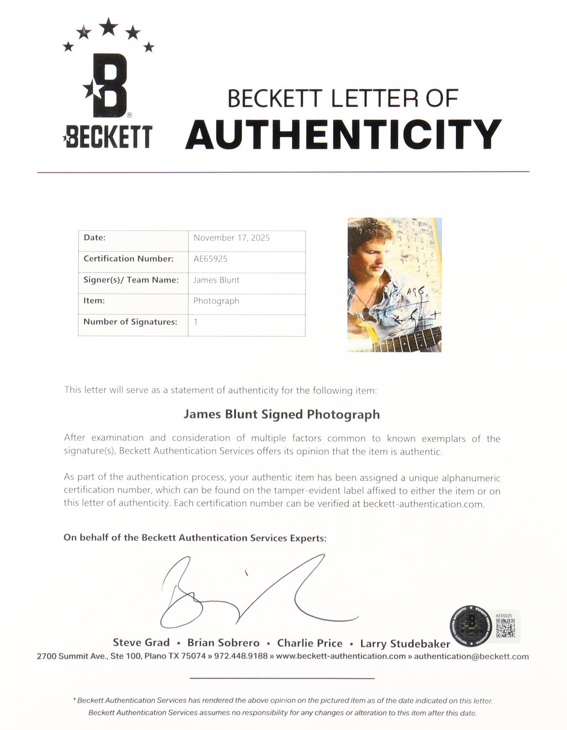 James Blunt Signed Custom Framed Photo (Beckett) at PristineAuction.com James Blunt Signed Custom Framed Photo (Beckett) at PristineAuction.com