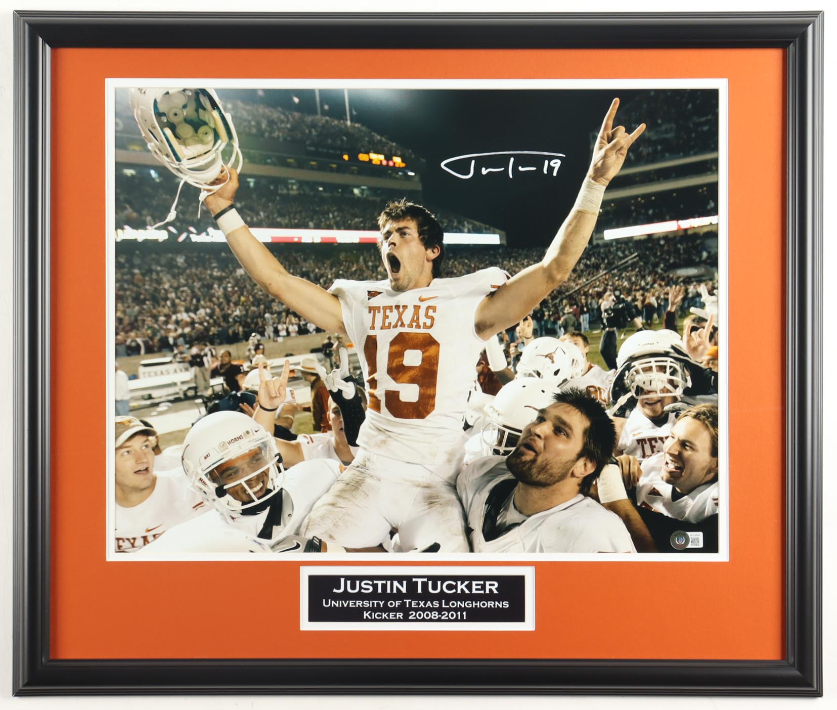 Justin Tucker Signed Texas Longhorns Custom Framed Photo (Beckett) at PristineAuction.com Justin Tucker Signed Texas Longhorns Custom Framed Photo (Beckett) at PristineAuction.com