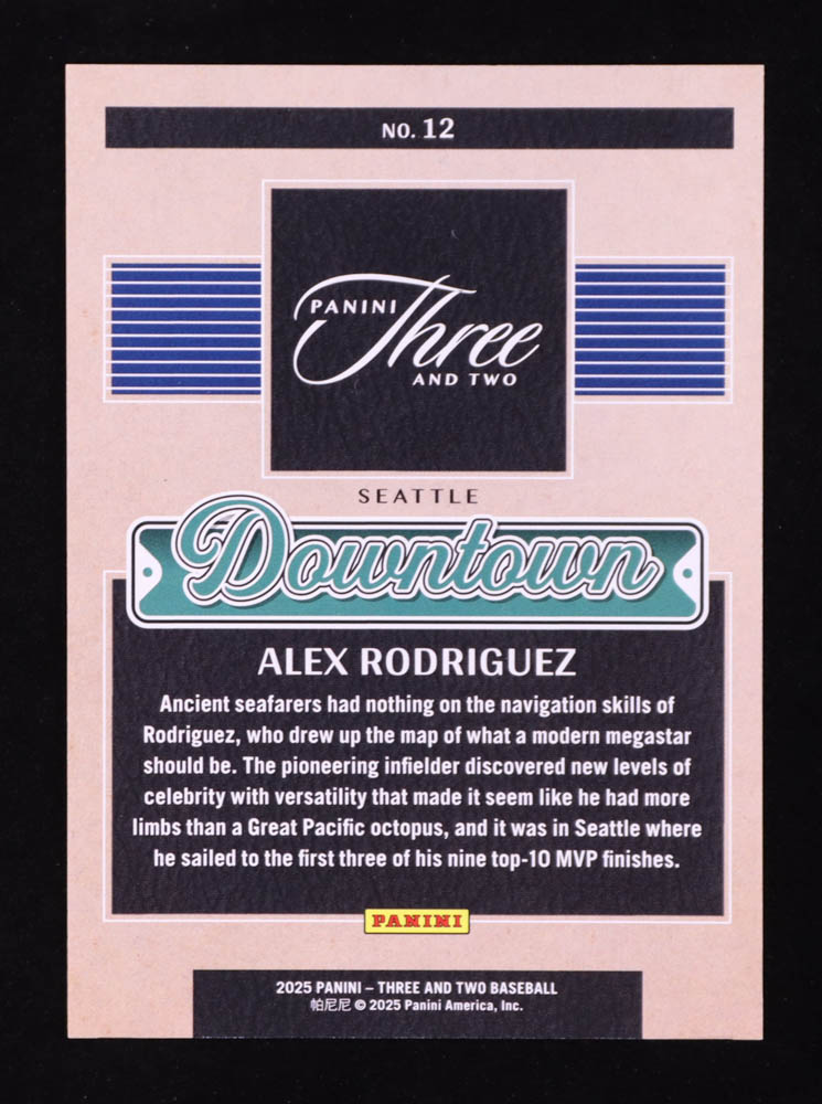 Alex Rodriguez 2025 Panini Three and Two Downtown #12 at PristineAuction.com Alex Rodriguez 2025 Panini Three and Two Downtown #12 at PristineAuction.com