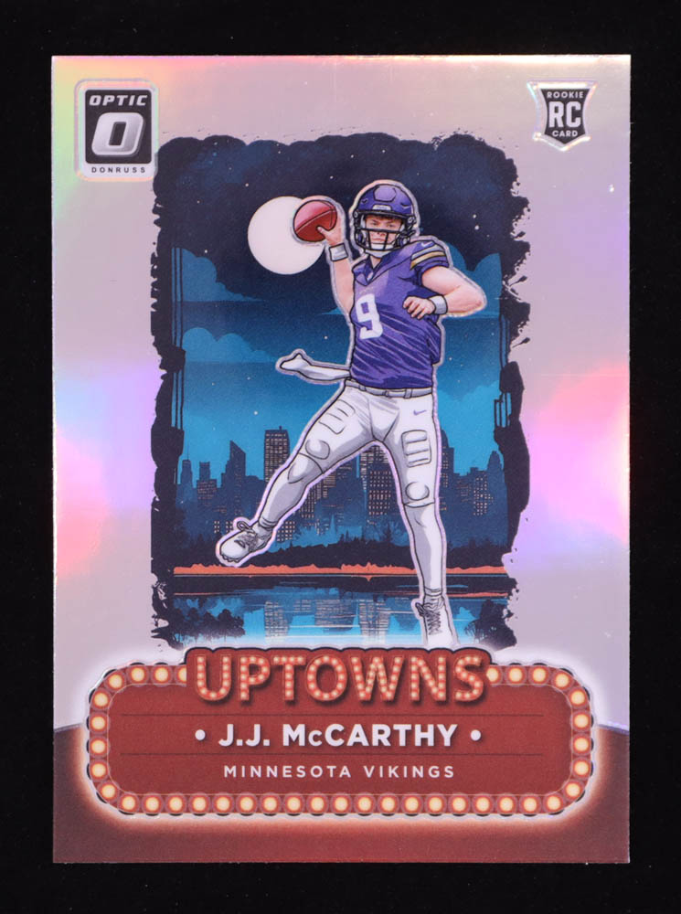 JJ McCarthy 2024 Donruss Optic Uptowns #10 RC at PristineAuction.com JJ McCarthy 2024 Donruss Optic Uptowns #10 RC at PristineAuction.com