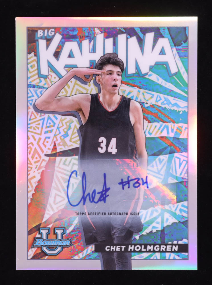Chet Holmgren 2021-22 Bowman Chrome University The Big Kahuna Autographs #BK2 RC #32/130 at PristineAuction.com Chet Holmgren 2021-22 Bowman Chrome University The Big Kahuna Autographs #BK2 RC #32/130 at PristineAuction.com