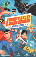 "Justice League Action" 11x17 Poster Print Signed By (6) with Kevin Conroy, Diedrich Bader, Alan Burnett, Butch Lukic (Beckett & AutographCOA) at PristineAuction.com