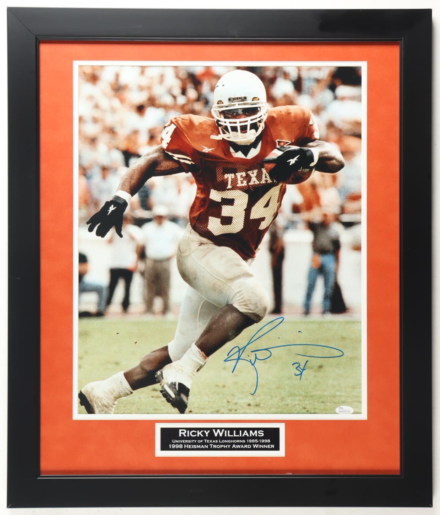 Ricky Williams Signed Texas Longhorns Custom Framed Photo Display Inscribed "3x" (JSA) at PristineAuction.com Ricky Williams Signed Texas Longhorns Custom Framed Photo Display Inscribed "3x" (JSA) at PristineAuction.com
