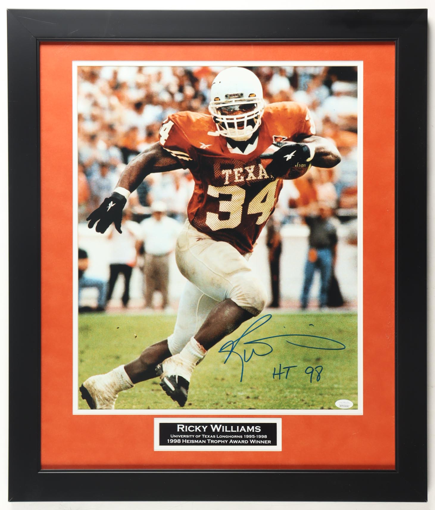 Ricky Williams Signed Texas Longhorns Custom Framed Photo Display Inscribed "HT 98" (JSA) at PristineAuction.com Ricky Williams Signed Texas Longhorns Custom Framed Photo Display Inscribed "HT 98" (JSA) at PristineAuction.com