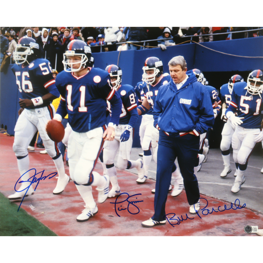 Bill Parcells, Lawrence Taylor & Phil Simms Signed Giants 16x20 Photo (Beckett) at PristineAuction.com