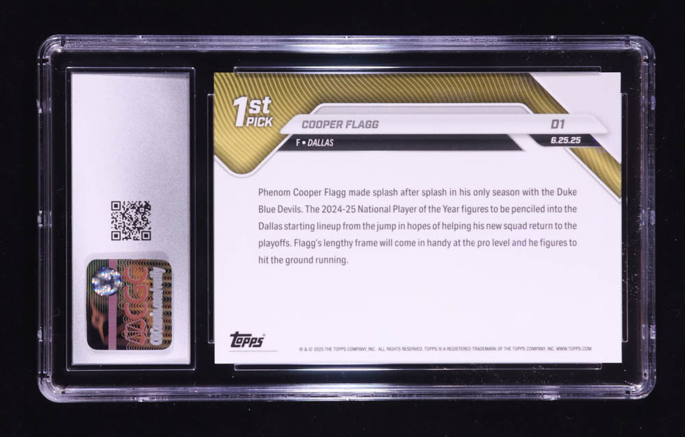 Cooper Flagg 2025-26 Topps Now #D1 RC (CGC 10) at PristineAuction.com Cooper Flagg 2025-26 Topps Now #D1 RC (CGC 10) at PristineAuction.com