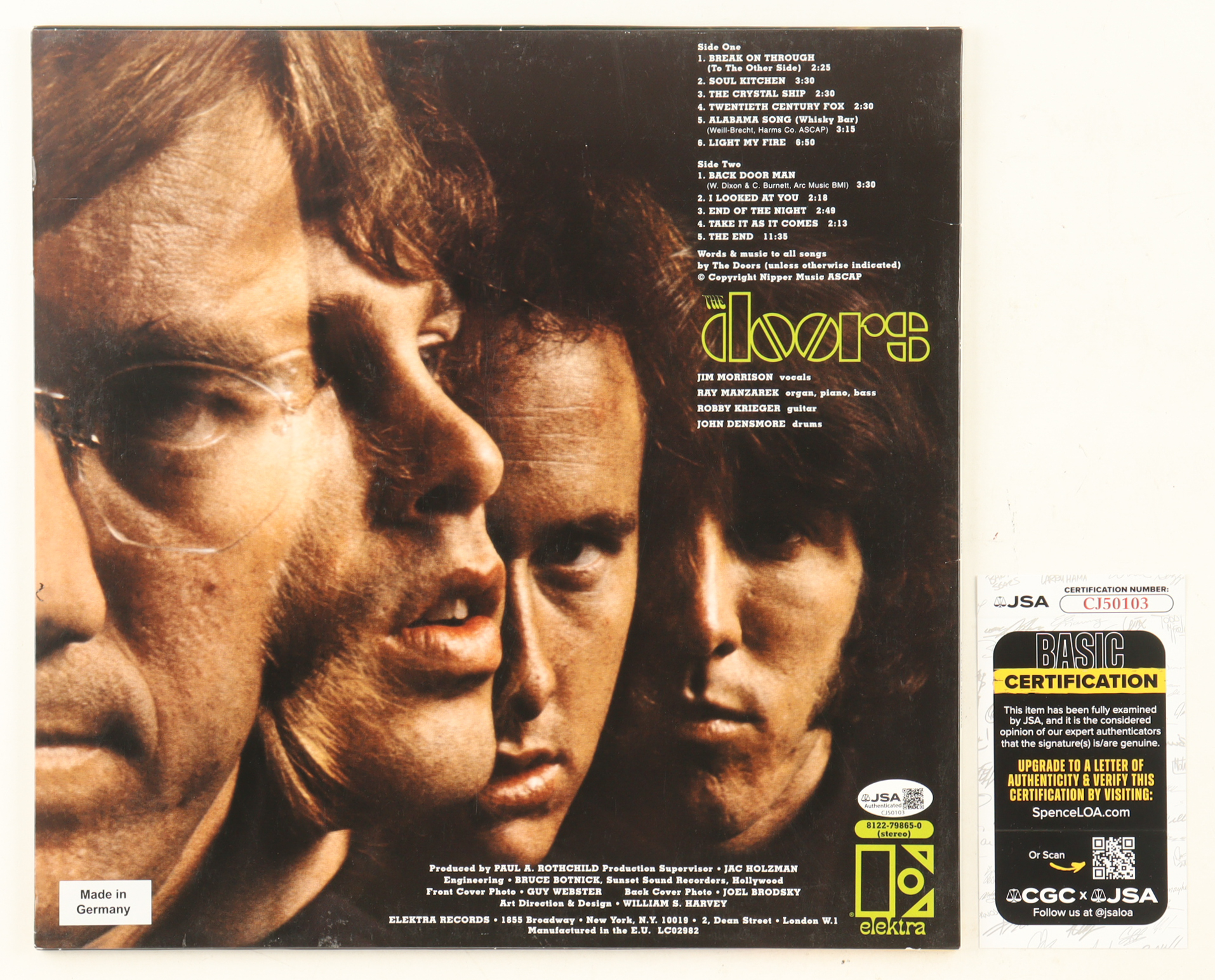 Robby Krieger Signed "The Doors" Vinyl Record Album Cover with Vinyl Record Album (JSA) at PristineAuction.com Robby Krieger Signed "The Doors" Vinyl Record Album Cover with Vinyl Record Album (JSA) at PristineAuction.com