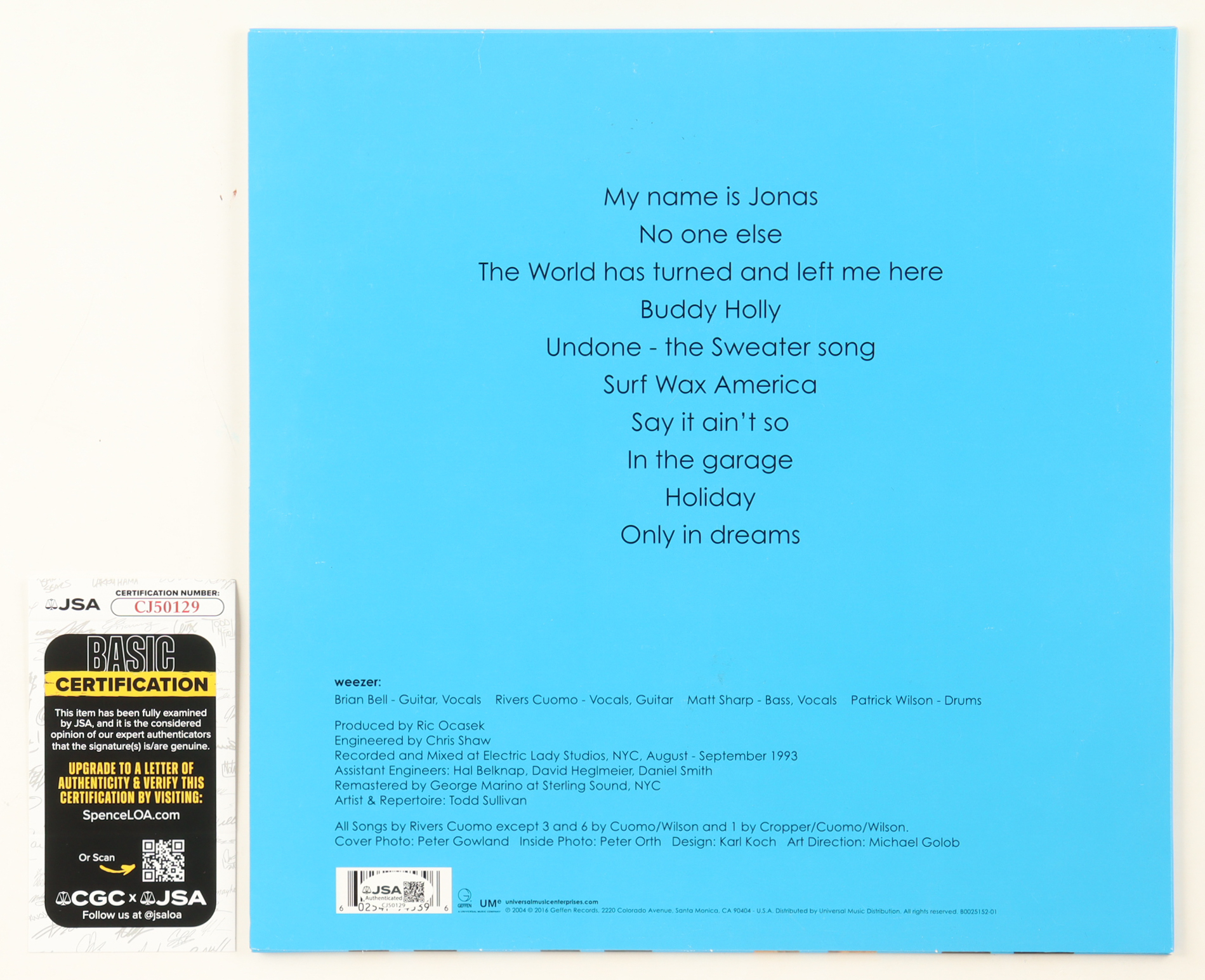 Rivers Cuomo Signed Weezer "The Blue Album" Vinyl Record Album (JSA) at PristineAuction.com Rivers Cuomo Signed Weezer "The Blue Album" Vinyl Record Album (JSA) at PristineAuction.com