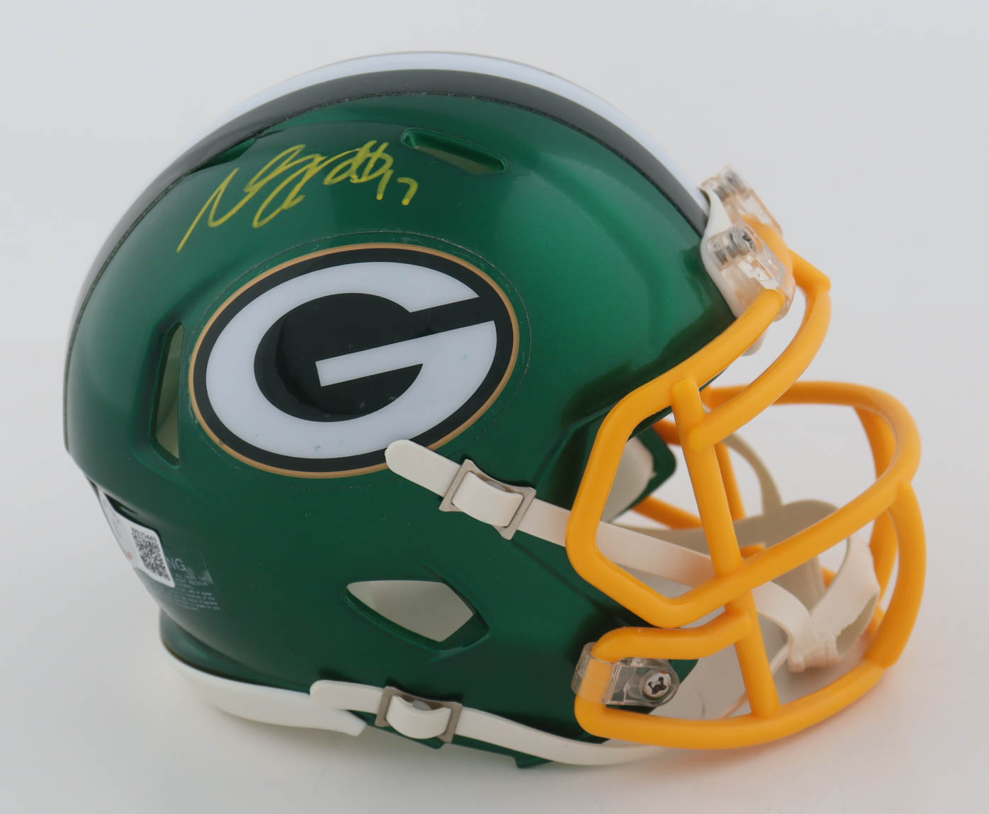 Davante Adams Signed Packers Flash Alternate Speed Mini Helmet (Beckett) at PristineAuction.com Davante Adams Signed Packers Flash Alternate Speed Mini Helmet (Beckett) at PristineAuction.com