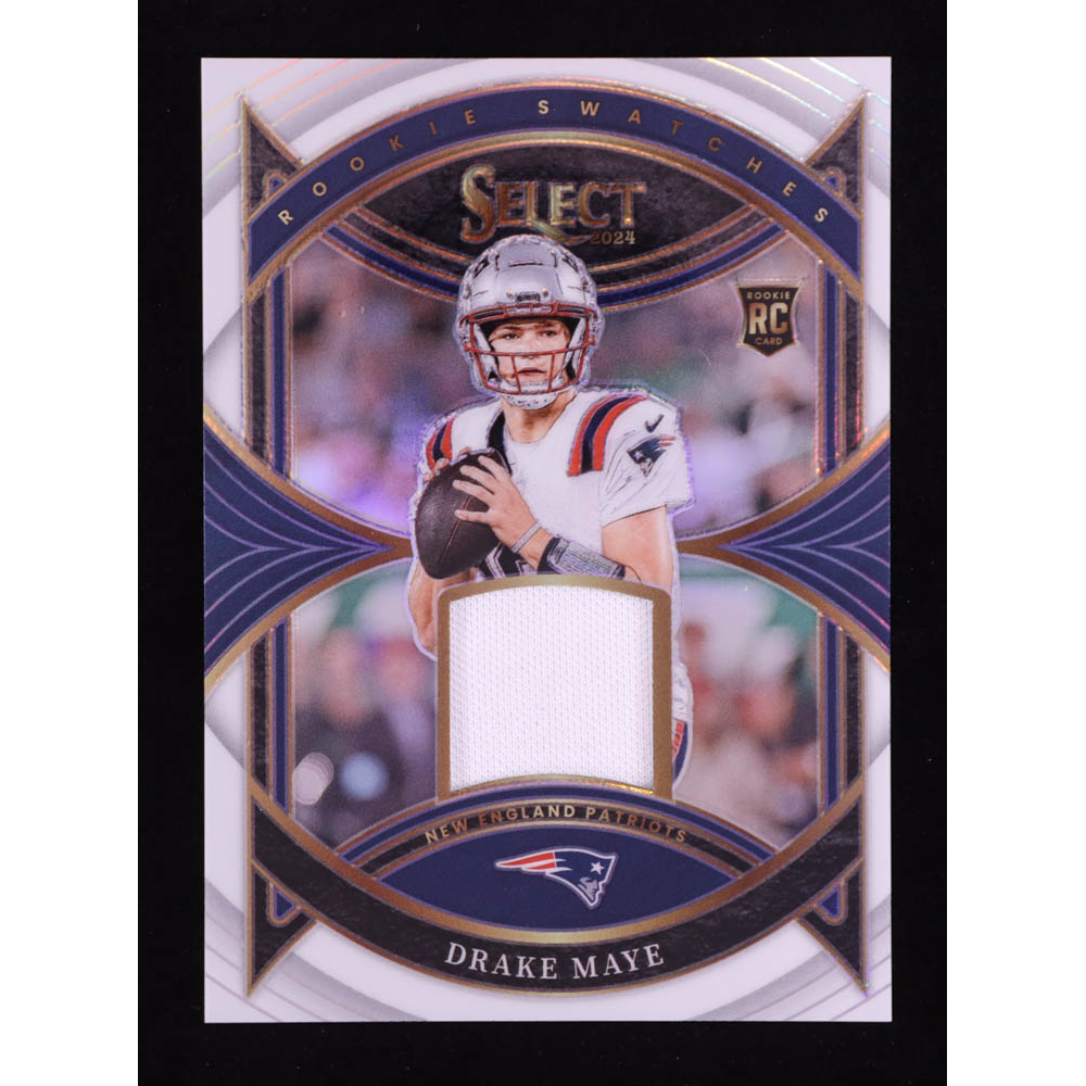 Drake Maye 2024 Select Rookie Swatches Prizm White #21 RC #2/75 at PristineAuction.com