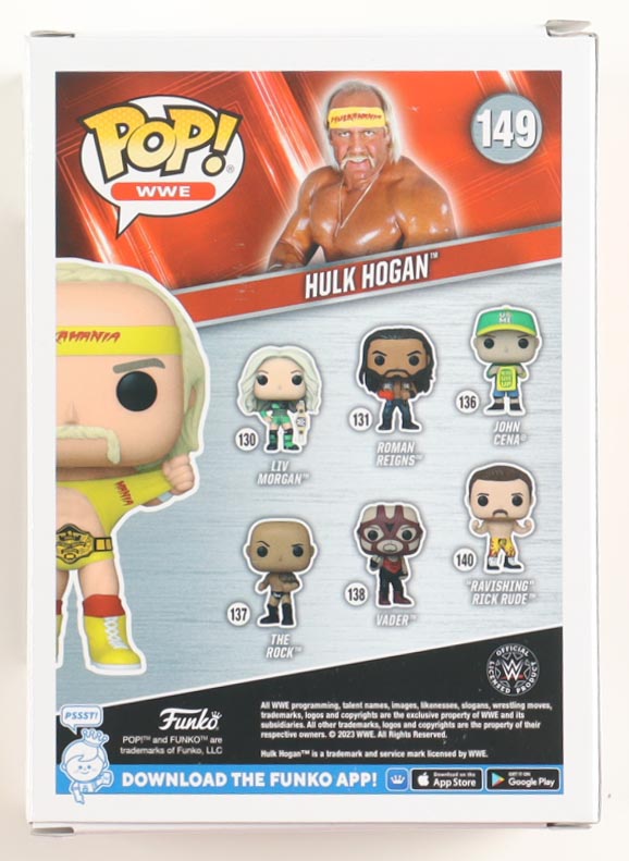 Hulk Hogan Signed WWE #149 Hulk Hogan Funko Pop! Vinyl Figure (JSA) at PristineAuction.com Hulk Hogan Signed WWE #149 Hulk Hogan Funko Pop! Vinyl Figure (JSA) at PristineAuction.com
