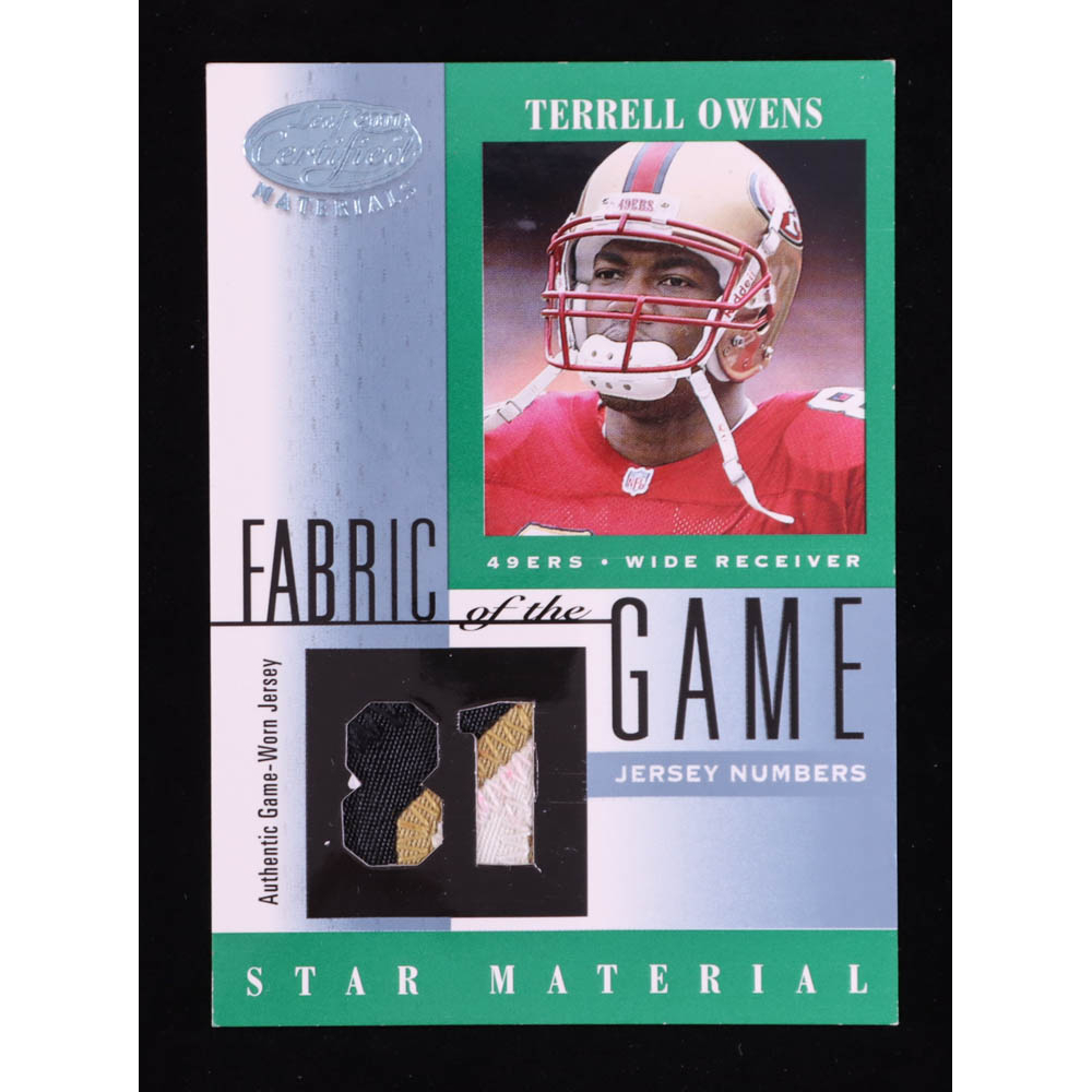 Terrell Owens 2001 Leaf Certified Materials Fabric of the Game #106JN #46/81 at PristineAuction.com