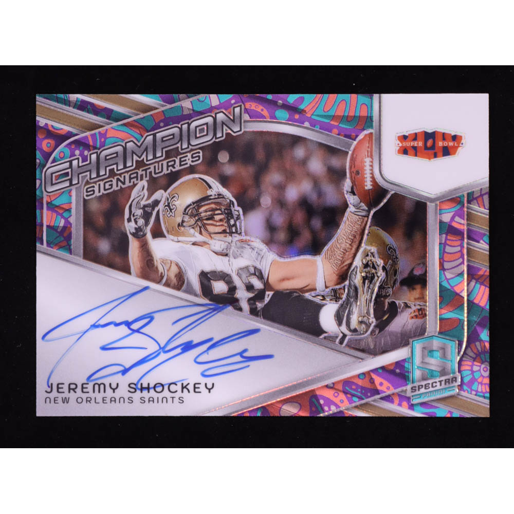 Jeremy Shockey 2024 Panini Spectra Champion Signatures Psychedelic #14 #3/5 at PristineAuction.com