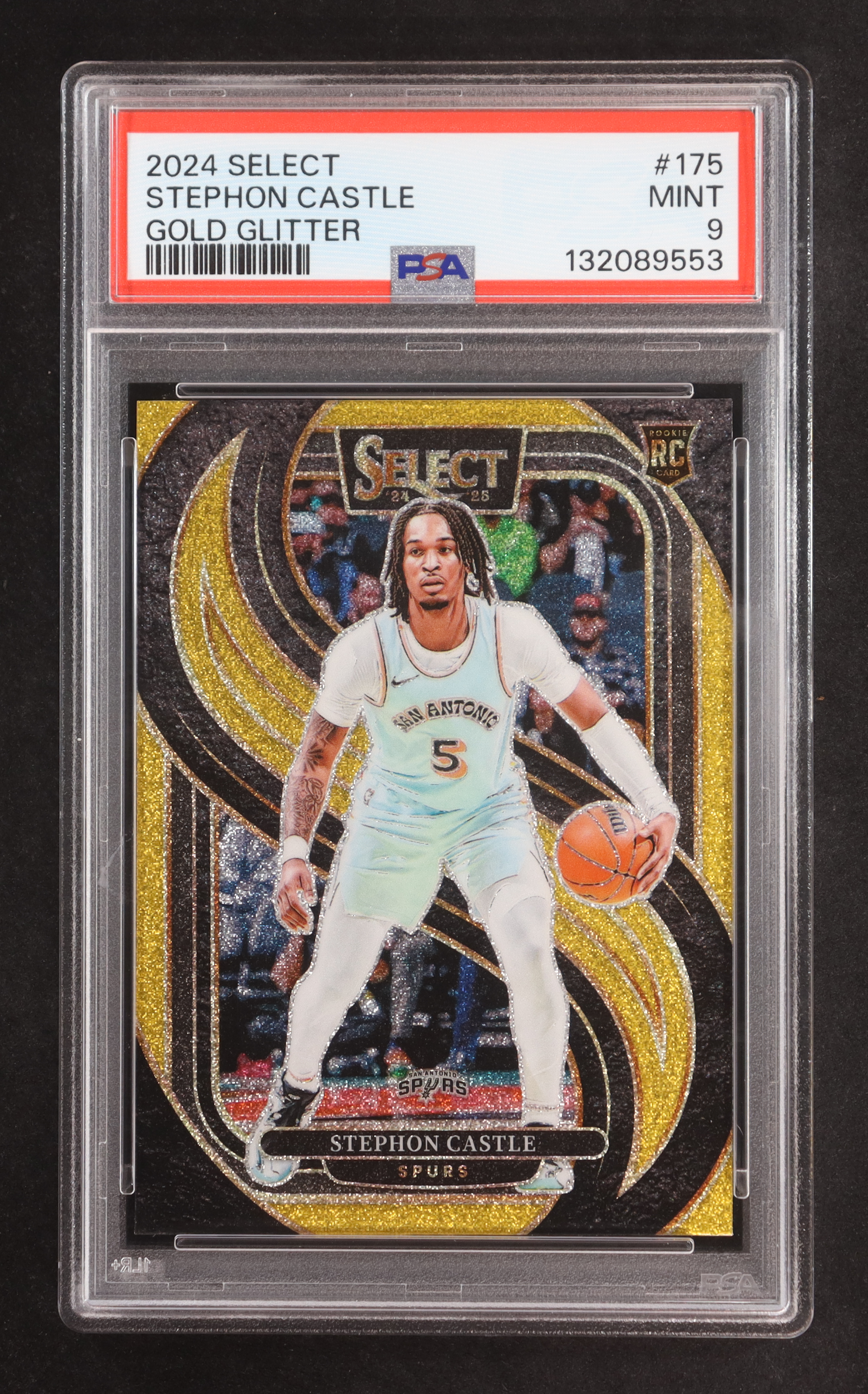 Stephon Castle 2024-25 Select Gold Glitter Prizms #175 RC (PSA 9) at PristineAuction.com Stephon Castle 2024-25 Select Gold Glitter Prizms #175 RC (PSA 9) at PristineAuction.com
