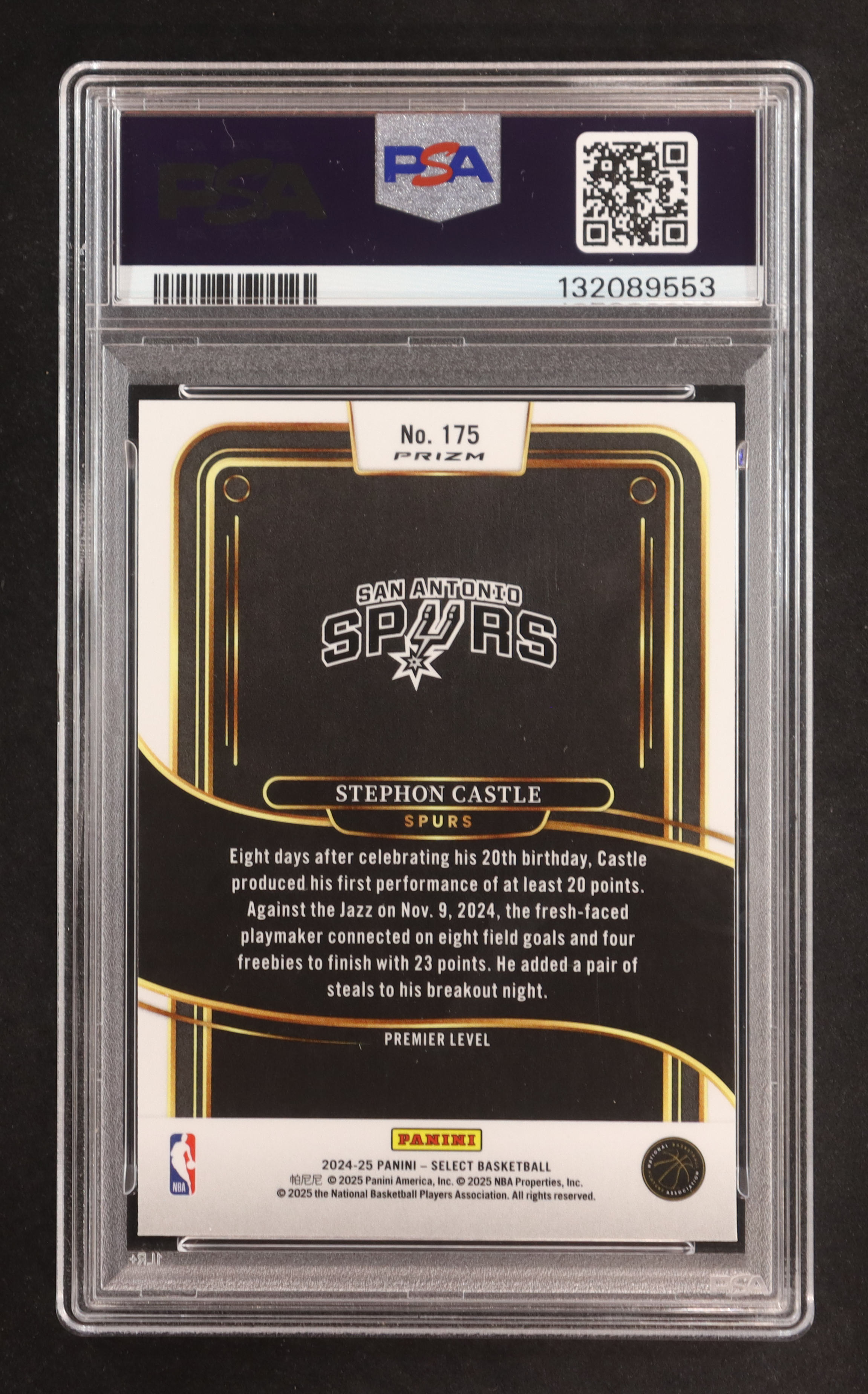 Stephon Castle 2024-25 Select Gold Glitter Prizms #175 RC (PSA 9) at PristineAuction.com Stephon Castle 2024-25 Select Gold Glitter Prizms #175 RC (PSA 9) at PristineAuction.com