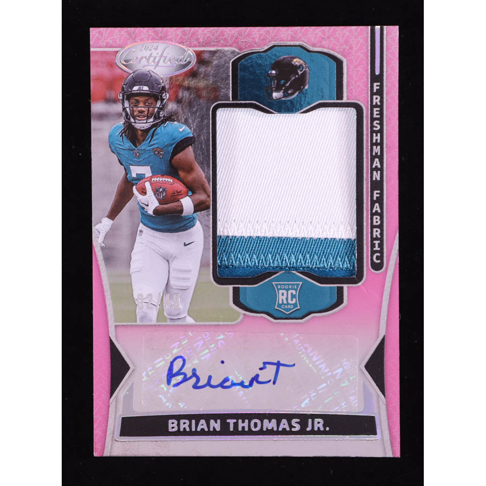 Brian Thomas Jr. 2024 Certified Freshman Fabric Mirror Signatures Pink Etch #3 RC #2/49 at PristineAuction.com
