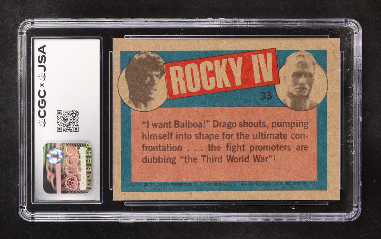 Dolph Lundgren 1985 Topps Rocky IV A Man Of Steel #33 (CGC | Autograph Graded CGC 10) at PristineAuction.com Dolph Lundgren 1985 Topps Rocky IV A Man Of Steel #33 (CGC | Autograph Graded CGC 10) at PristineAuction.com