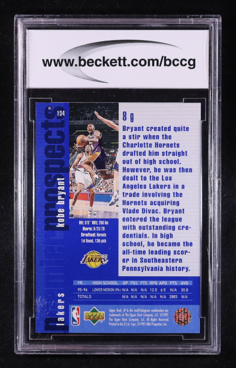 Kobe Bryant 1996-97 Upper Deck SP #134 RC (BCCG 10) at PristineAuction.com Kobe Bryant 1996-97 Upper Deck SP #134 RC (BCCG 10) at PristineAuction.com