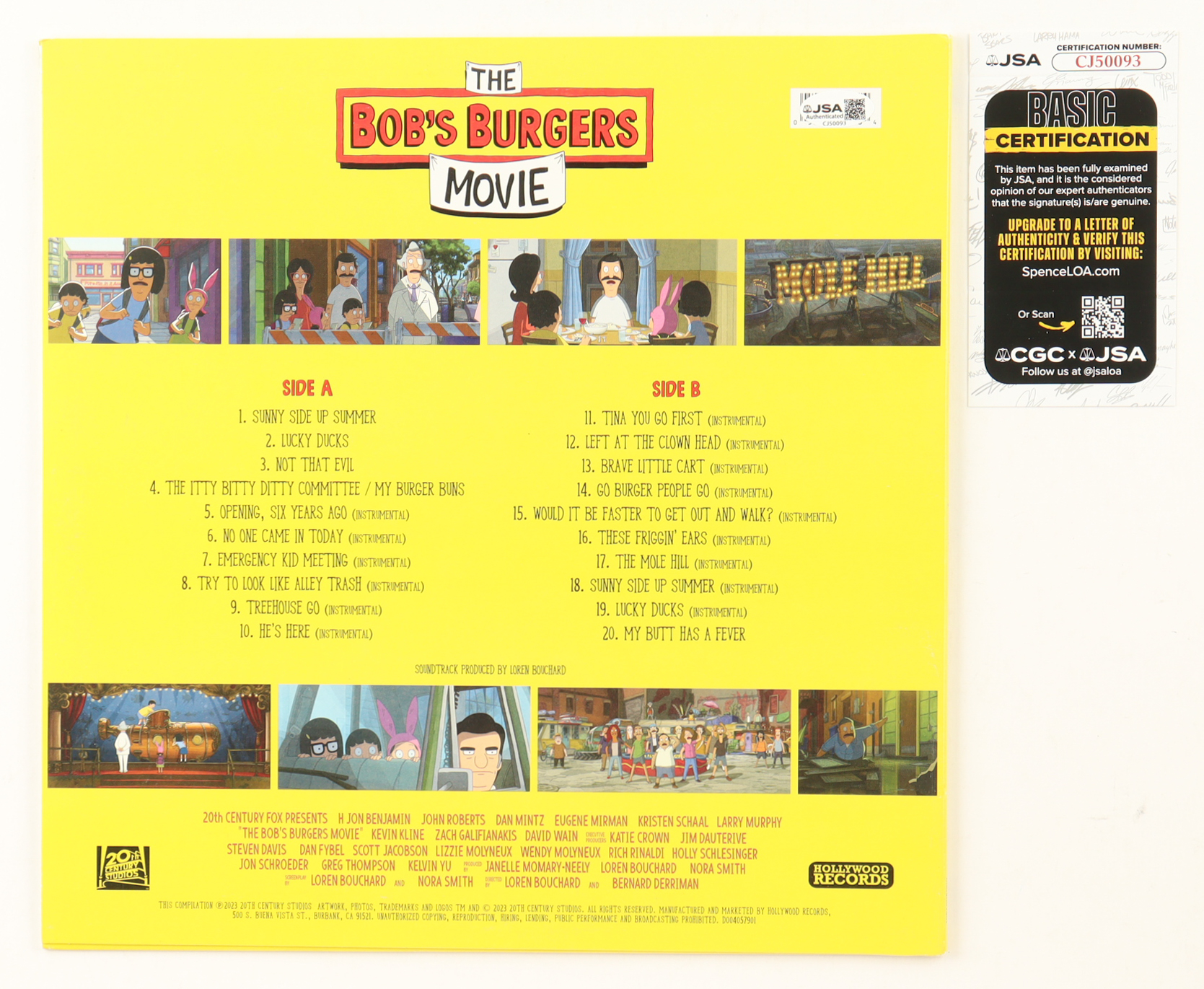 "The Bob's Burgers Movie Original Motion Picture Soundtrack" Vinyl Record Album Signed by (3) John Roberts, Eugene Miman & John Benjamin (JSA) at PristineAuction.com "The Bob's Burgers Movie Original Motion Picture Soundtrack" Vinyl Record Album Signed by (3) John Roberts, Eugene Miman & John Benjamin (JSA) at PristineAuction.com