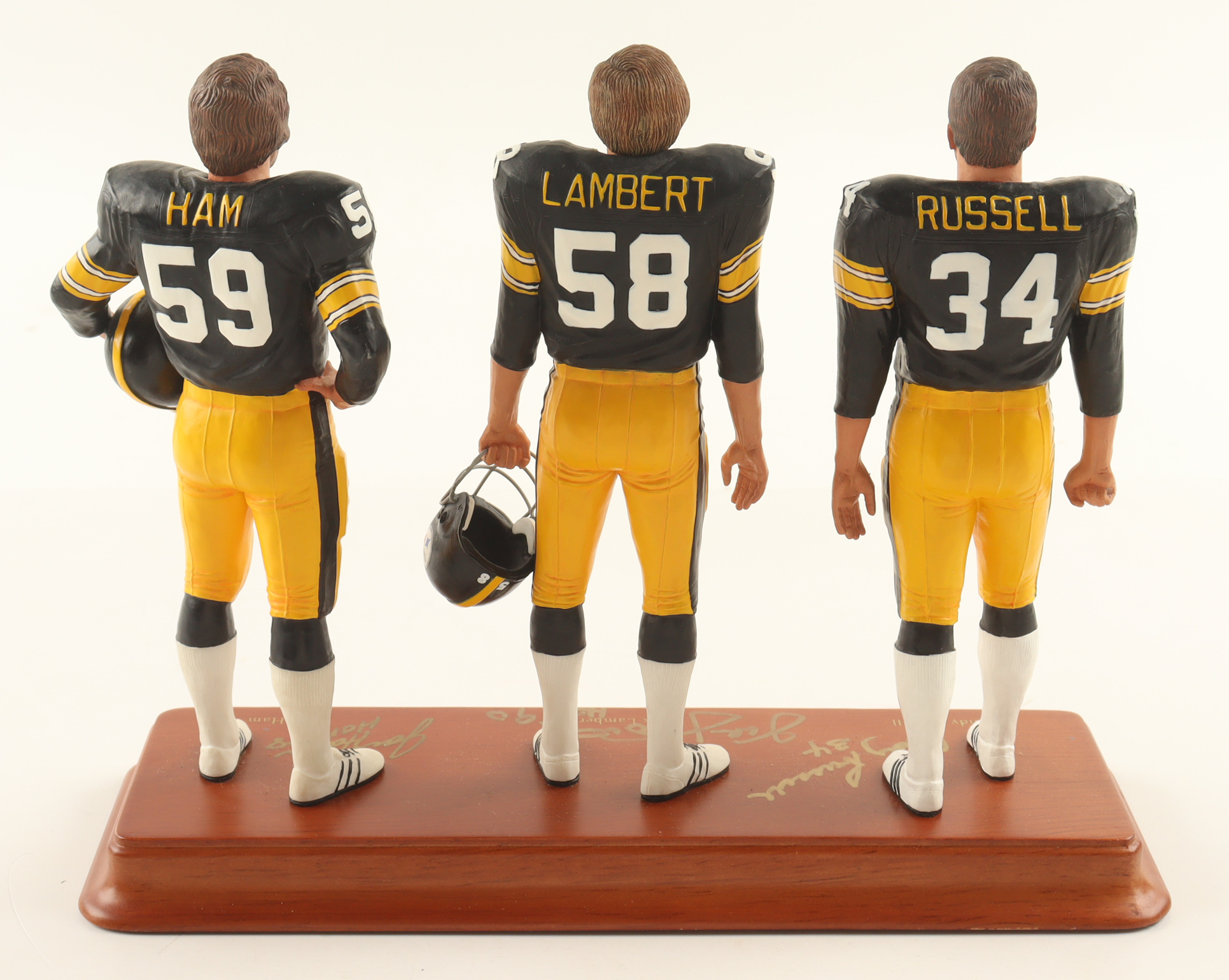 Andy Russell, Jack Lambert & Jack Ham Signed Steelers "The Linebackers" Statue Set Inscribed "HOF 90" & "HOF 88" (Beckett) at PristineAuction.com Andy Russell, Jack Lambert & Jack Ham Signed Steelers "The Linebackers" Statue Set Inscribed "HOF 90" & "HOF 88" (Beckett) at PristineAuction.com