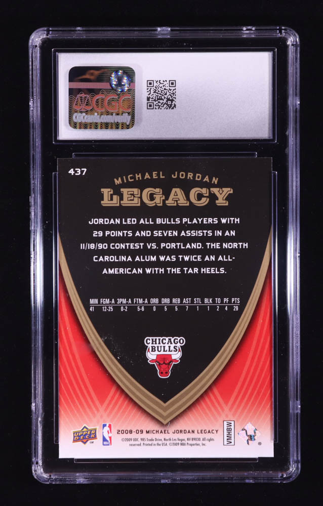 Michael Jordan 2008-09 Upper Deck Michael Jordan Legacy Collection #437 / Game 437 (CGC 9) at PristineAuction.com Michael Jordan 2008-09 Upper Deck Michael Jordan Legacy Collection #437 / Game 437 (CGC 9) at PristineAuction.com