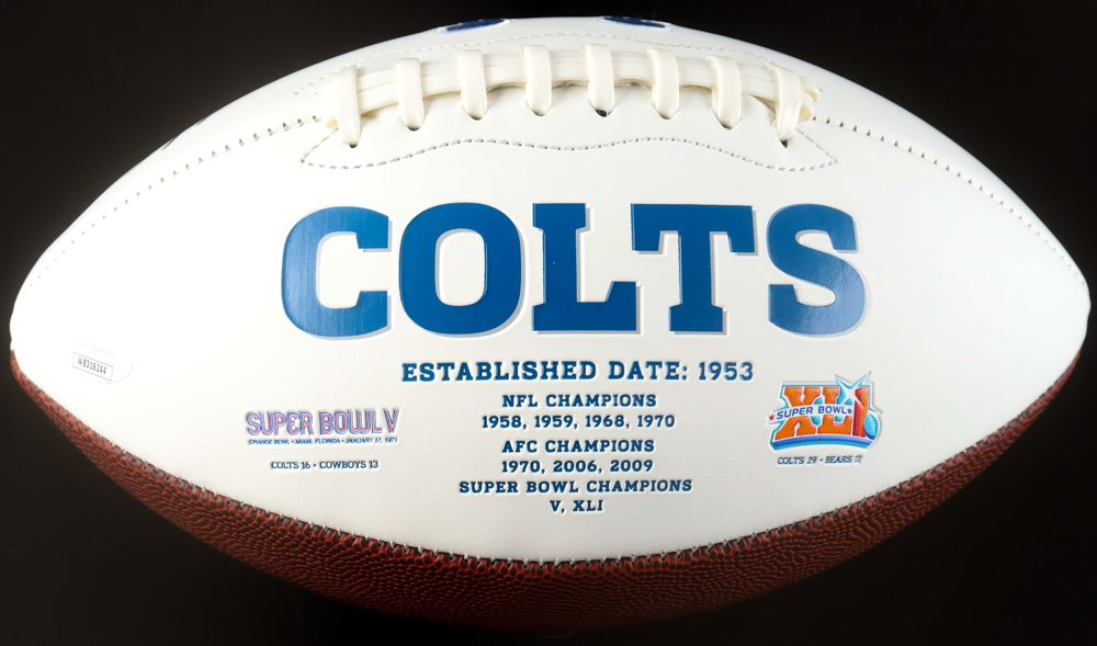 Joe Flacco Signed Colts Logo Football (JSA) at PristineAuction.com Joe Flacco Signed Colts Logo Football (JSA) at PristineAuction.com