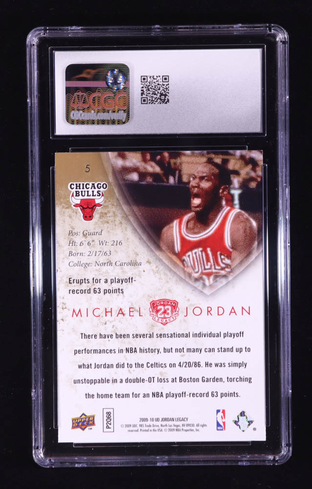Michael Jordan 2009-10 Upper Deck Michael Jordan Legacy Collection #5 (CGC 9) at PristineAuction.com Michael Jordan 2009-10 Upper Deck Michael Jordan Legacy Collection #5 (CGC 9) at PristineAuction.com
