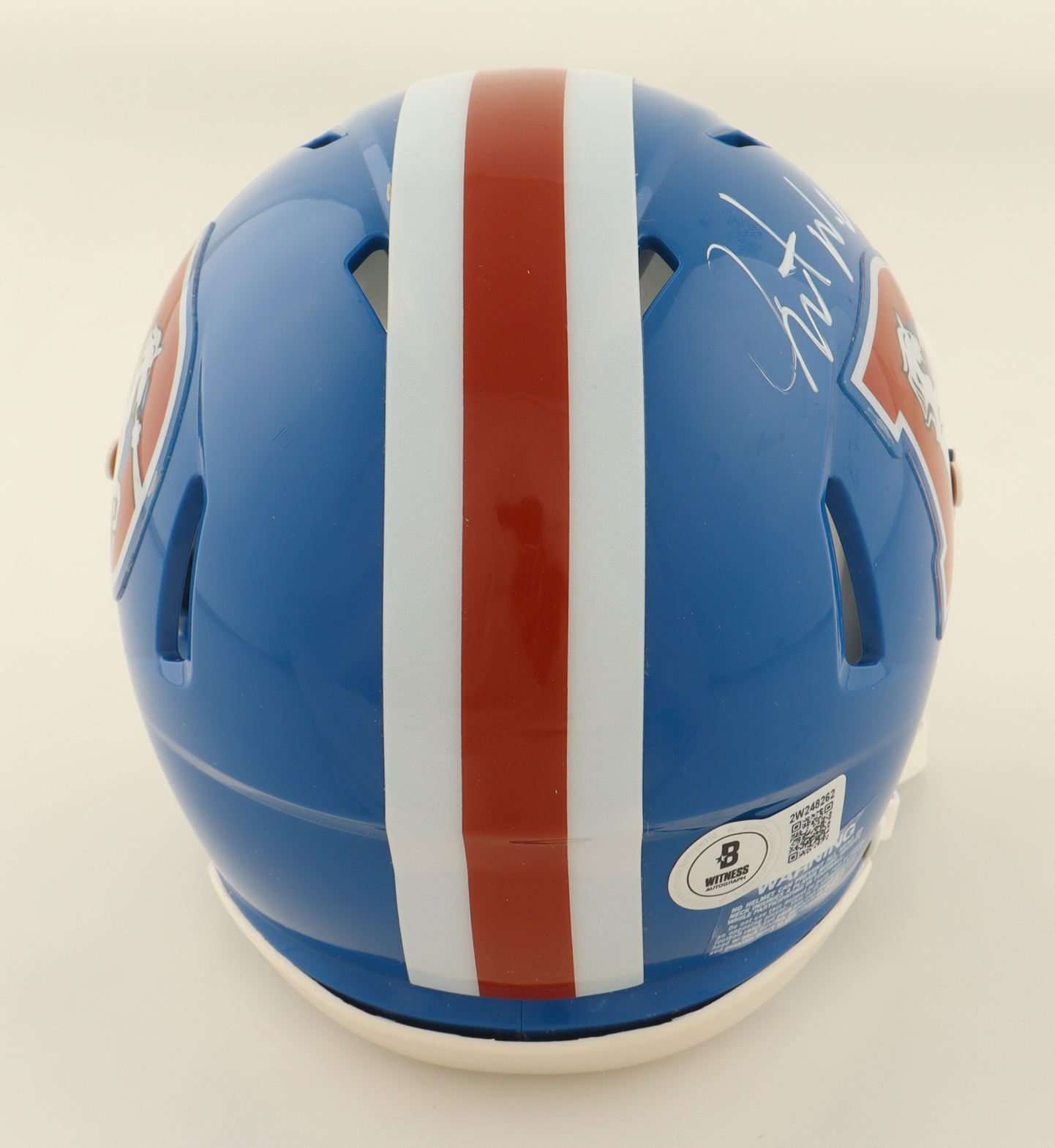 Javonte Williams Signed Broncos Throwback Speed Mini Helmet (Beckett) at PristineAuction.com Javonte Williams Signed Broncos Throwback Speed Mini Helmet (Beckett) at PristineAuction.com