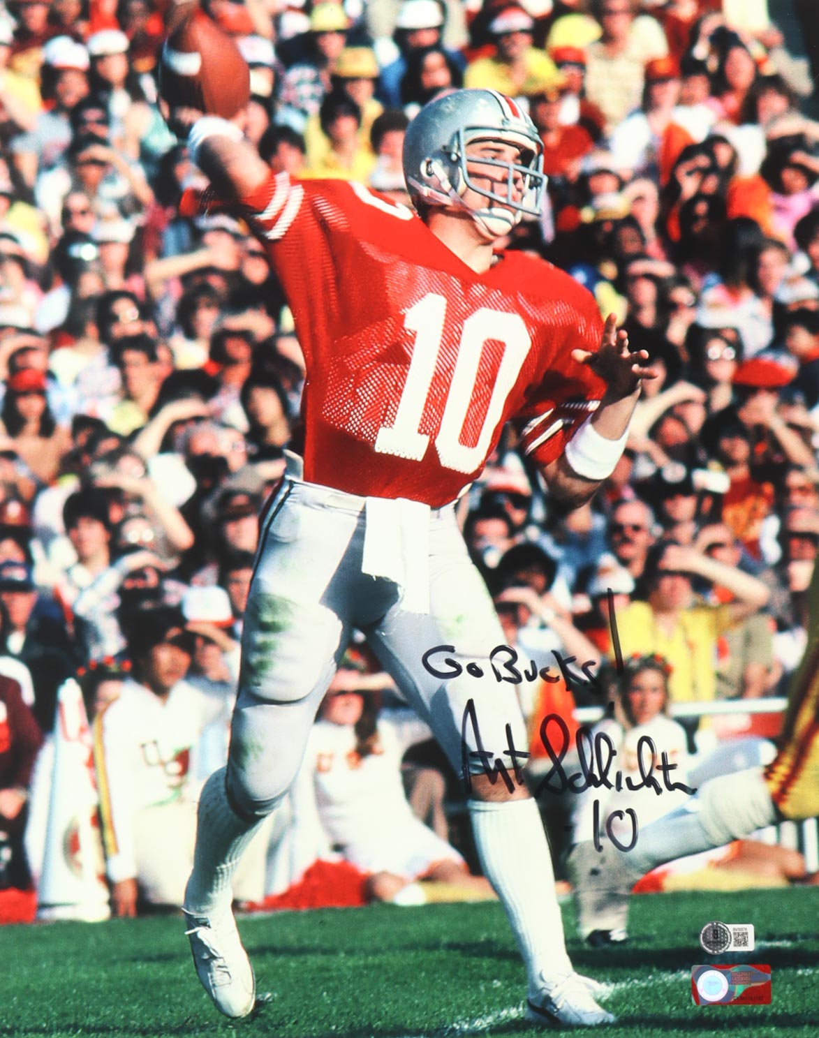 Art Schlichter Signed Ohio State Buckeyes 16x20 Photo Inscribed "Go Bucks!" (Beckett) at PristineAuction.com Art Schlichter Signed Ohio State Buckeyes 16x20 Photo Inscribed "Go Bucks!" (Beckett) at PristineAuction.com